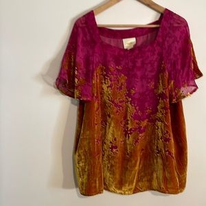 Anthropologie/Maeve, velvet combo blouse, size XL